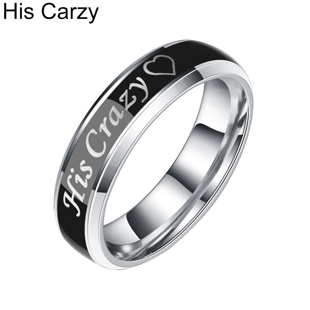 His Crazy Her Weirdo Color Changing Titanium Couple Rings Jewelry Ornament Gift