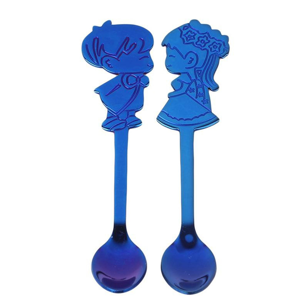 A Pair of Boy and Girl Stainless Steel Coffee Tea Cup Mixing Spoon Drinks Decor
