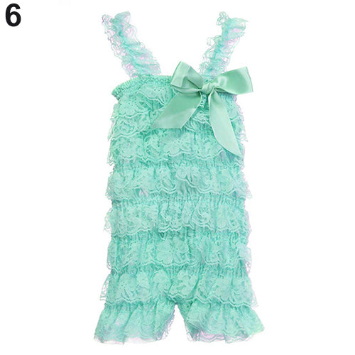 Girls' Lovely Cutie Bowknot Lace Ruffle Petti Toddler Baby Sling Romper Jumpsuit