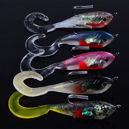 5 Pcs Soft Silicone Multi-color Bionic Fish Lures Baits Outdoor Fishing Tackle Kit