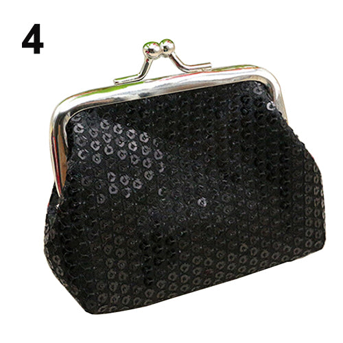 Fashion Women Sequins Buckle Mini Change Coin Purse Clutch Handy Wallet Bag