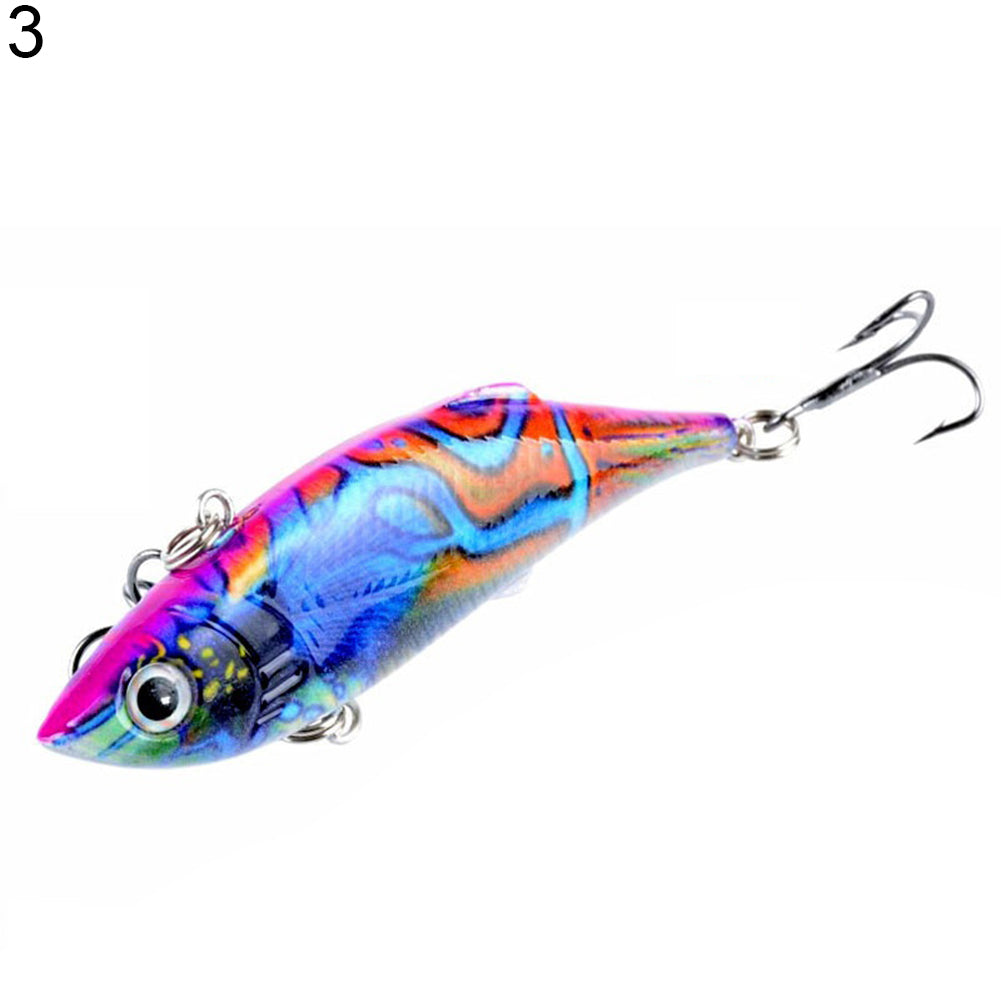 Colorful Painted Bionic Fish Shape 3D Eyes Fishing Hard Lure Bait Hooks Tool