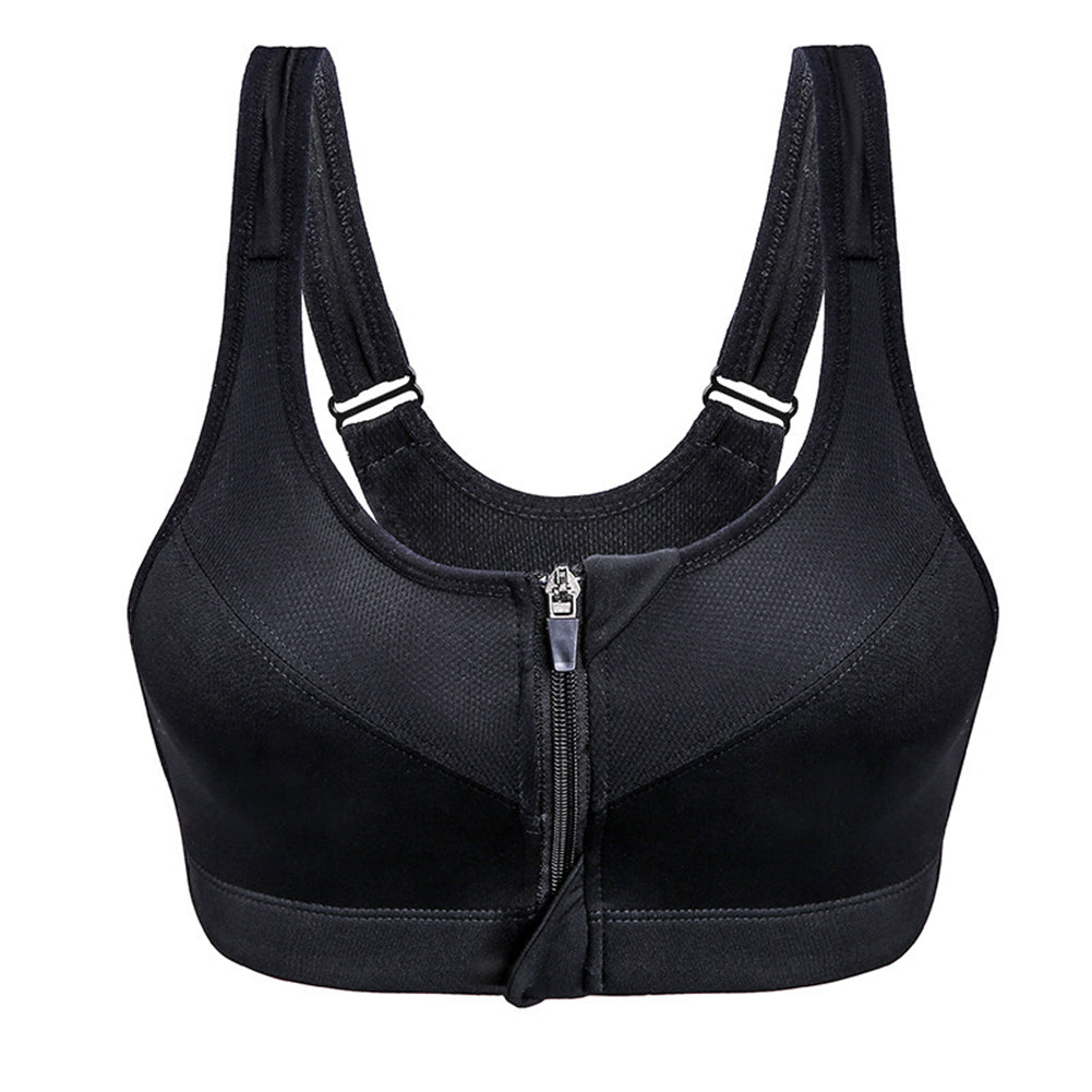 Women's Yoga Fitness Workout Seamless Racerback Gym Zipper Front Sports Bra Top