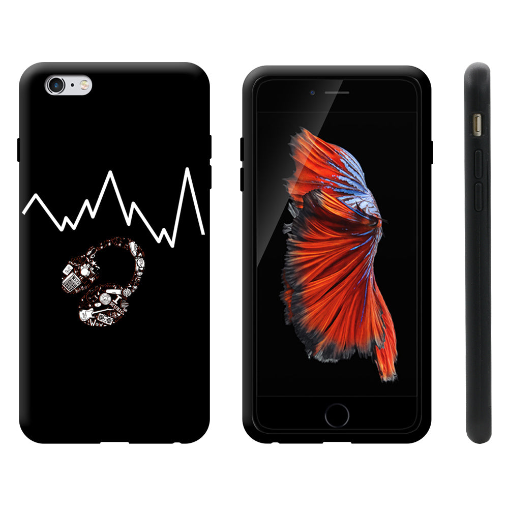 Curved Line Print Touch Screen Flip Full Cover Case for iPhone 6S Samsung S6 S7