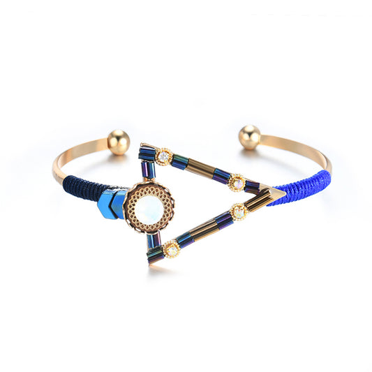 Bohemia Triangle Rhinestone Opening Bangle Bracelet Party Women Jewelry Gift