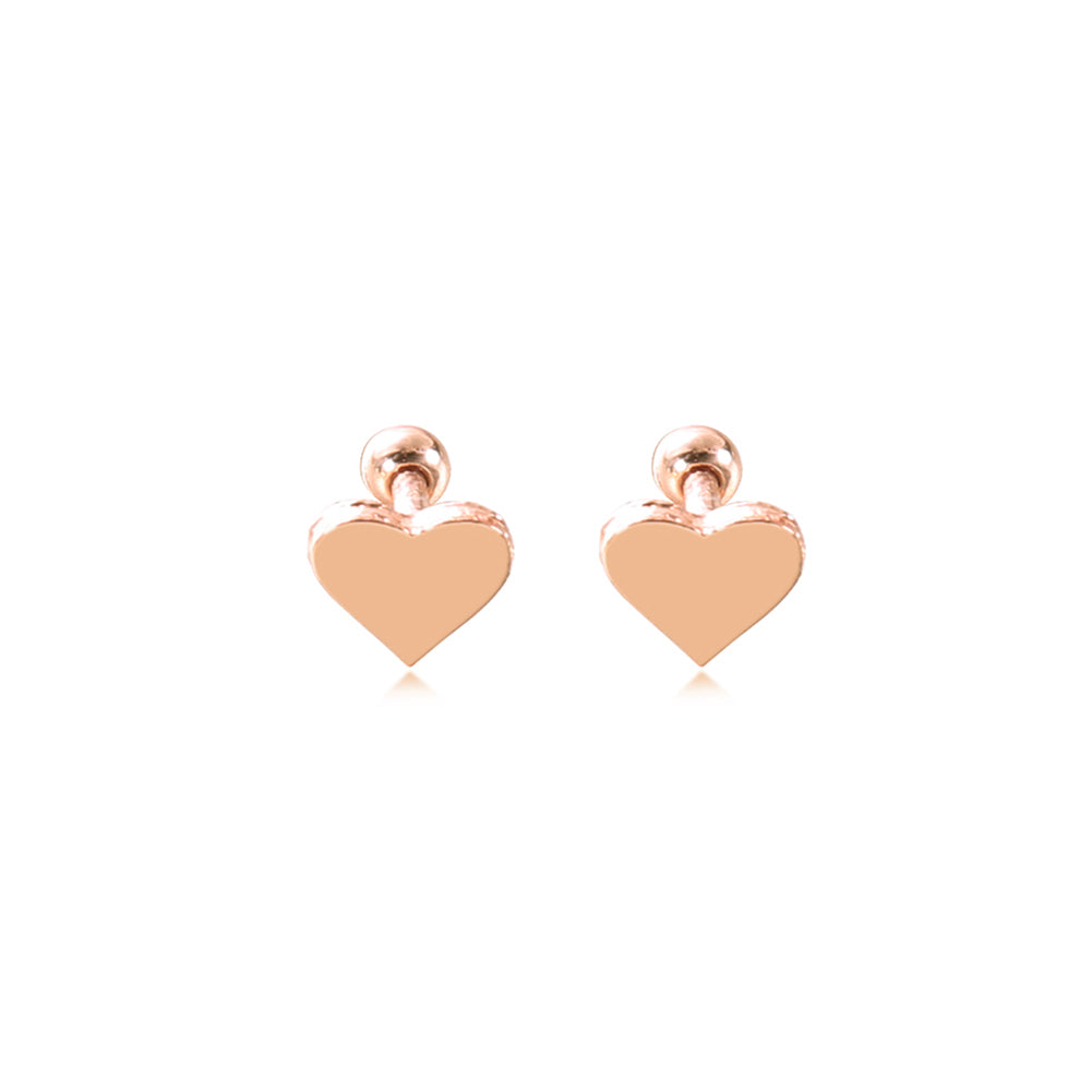 Simple Heart Alloy Ear Cartilage Tragus Piercing Stud Earrings Women Jewelry
