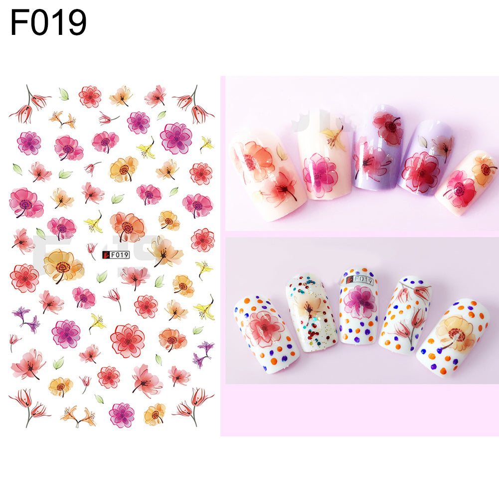 1 Sheet Flowers Butterfly Pattern Nail Art Stickers DIY Decal Manicure Tools