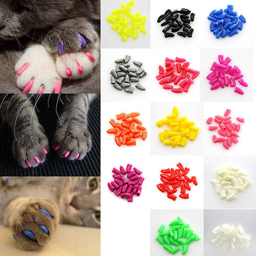 20Pcs Soft Silicone Pet Dog Cat Kitten Paw Claw Control Sheath Nail Caps Covers