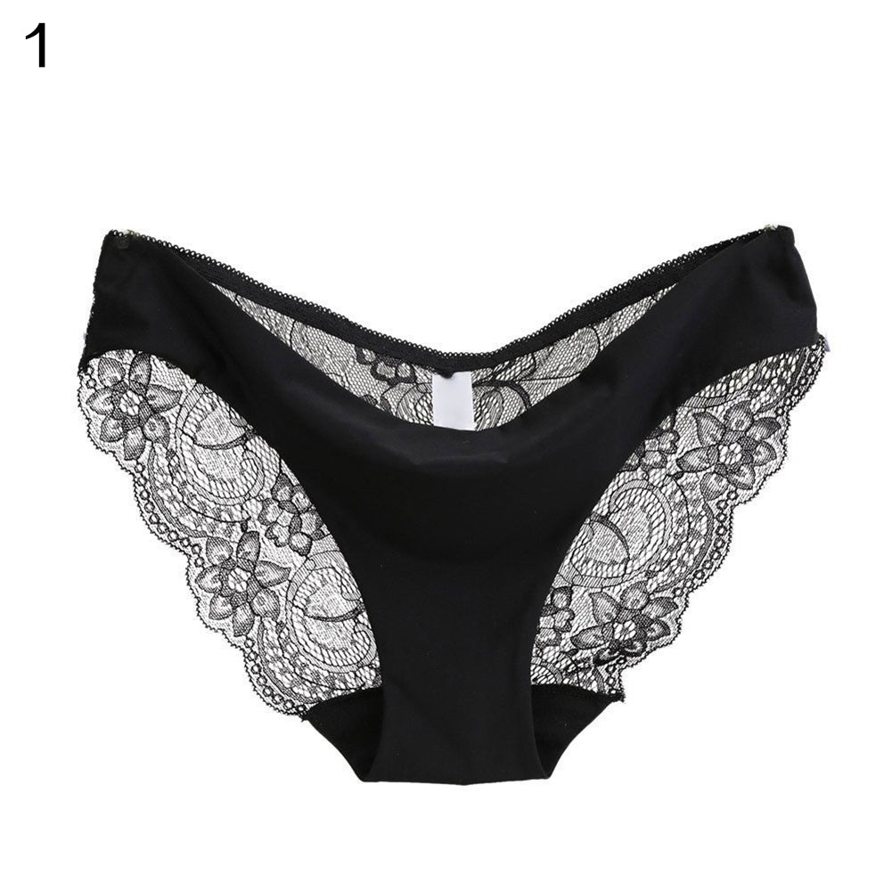 Sexy Floral Lace Hollow See Through Briefs Low Rise Underwear Women’s Panties