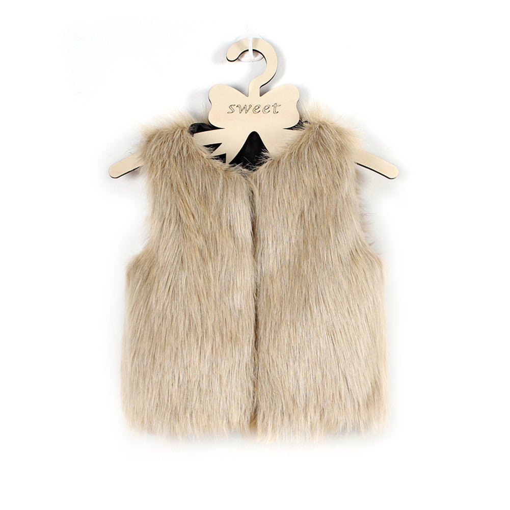 Children Kids Unisex Sleeveless Vest Winter Outwear Coat Faux Fur Baby Jacket