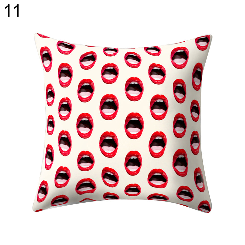Sexy Lip Peach Skin Cushion Cover Square Throw Pillowcase Coffee House Bar Decor