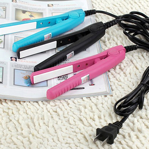 US Plug Mini Travel Ceramic Hair Crimper Curl Straightener Flats Iron Perm Splint