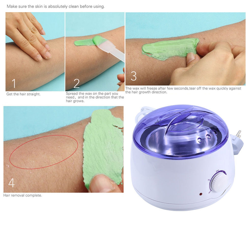 Pro Wax Kit Heater Pot Salon Waxing Hair Removal +100g Wax Bean+5Pcs Sticks