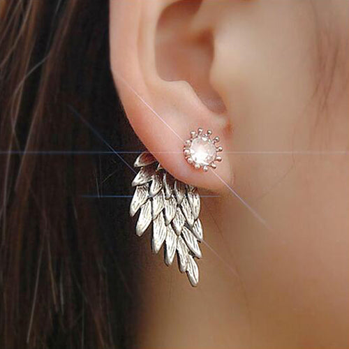 Women's Angel Wings Rhinestone Inlaid Alloy Ear Studs Party Jewelry Earrings