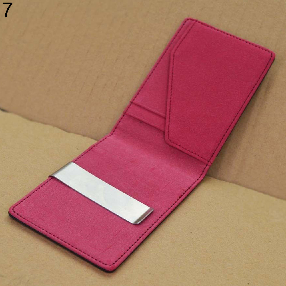 Men's Faux Leather Money Clip Slim Wallet ID Credit Card Storage Holder Purse