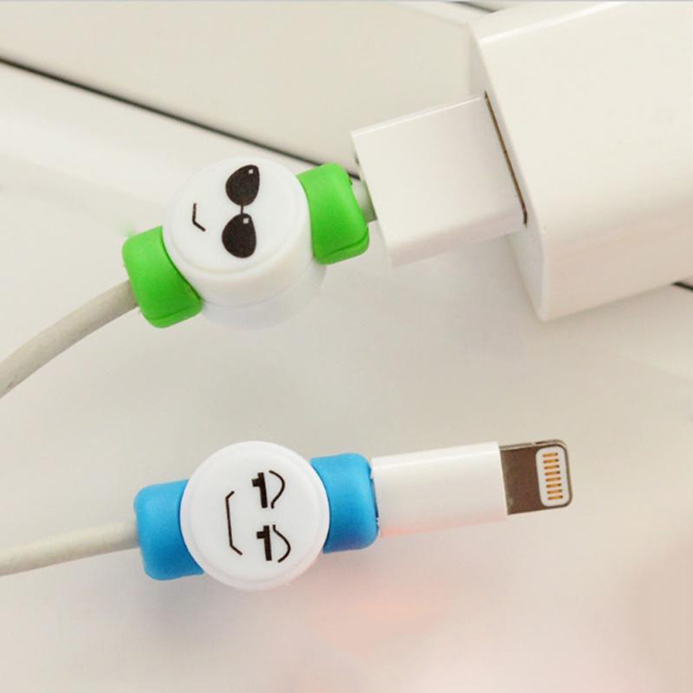 Cute Cartoon Expression Charging Data Cable Silicone Protection Cover Protector