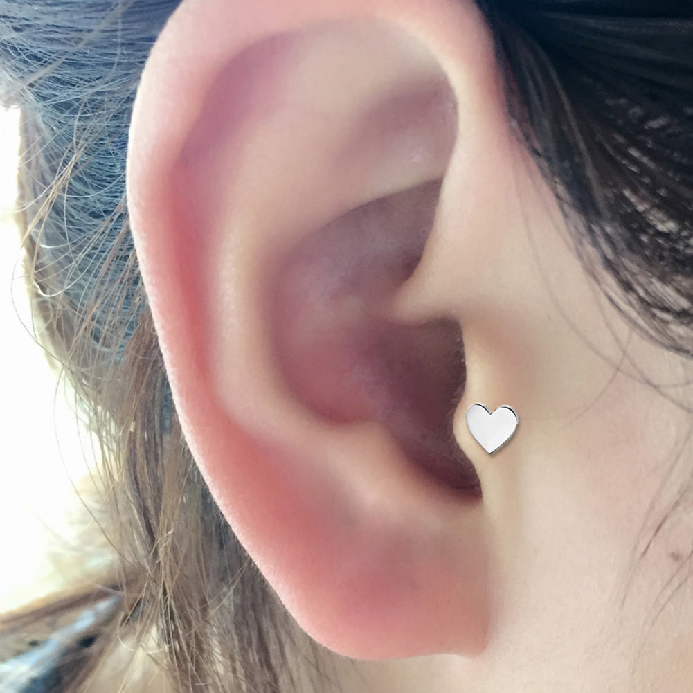 Simple Heart Alloy Ear Cartilage Tragus Piercing Stud Earrings Women Jewelry