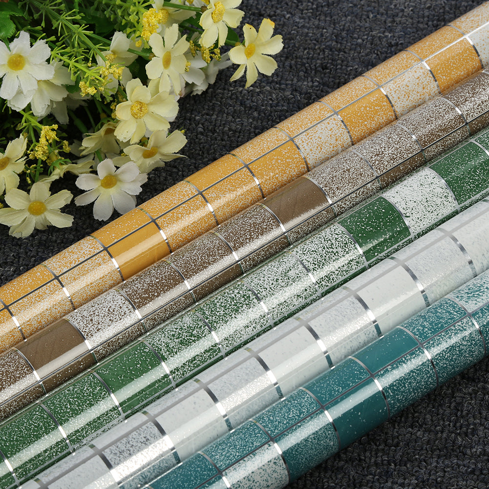 45x200cm Mosaic Aluminum Foil Self-adhensive Kitchen Anti Oil Wall Sticker