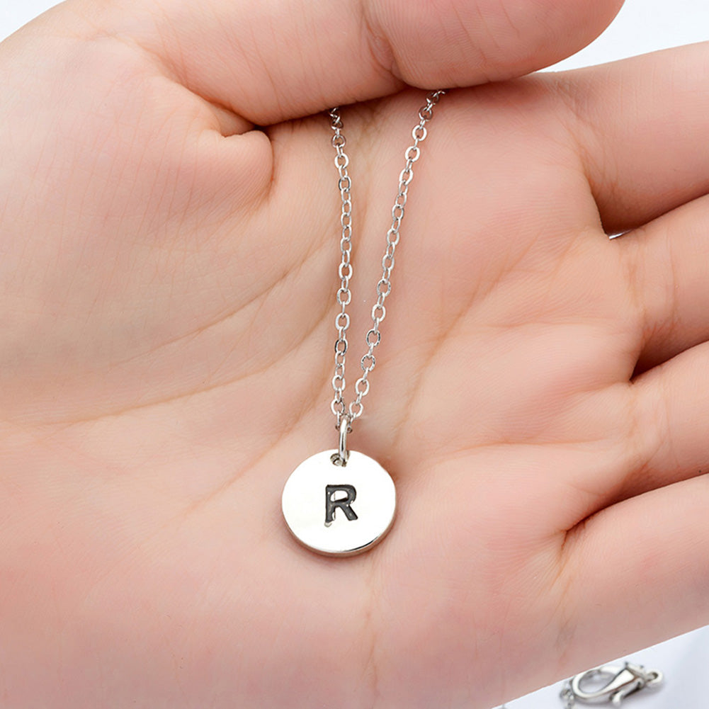 Fashion Simple Letter Round Pendant Chain Necklace Women's Jewelry Party Gift