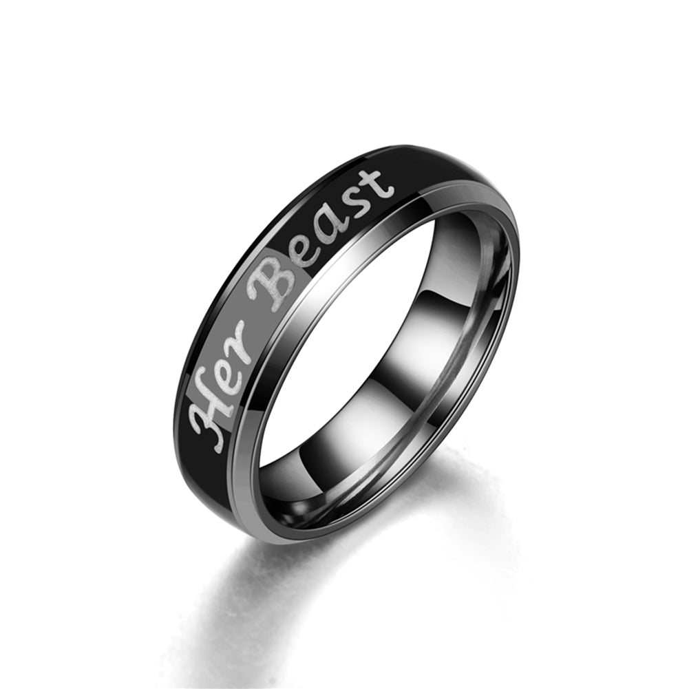 Her Beast His Beauty Titanium Steel Color Changing Jewelry Finger Couple Ring
