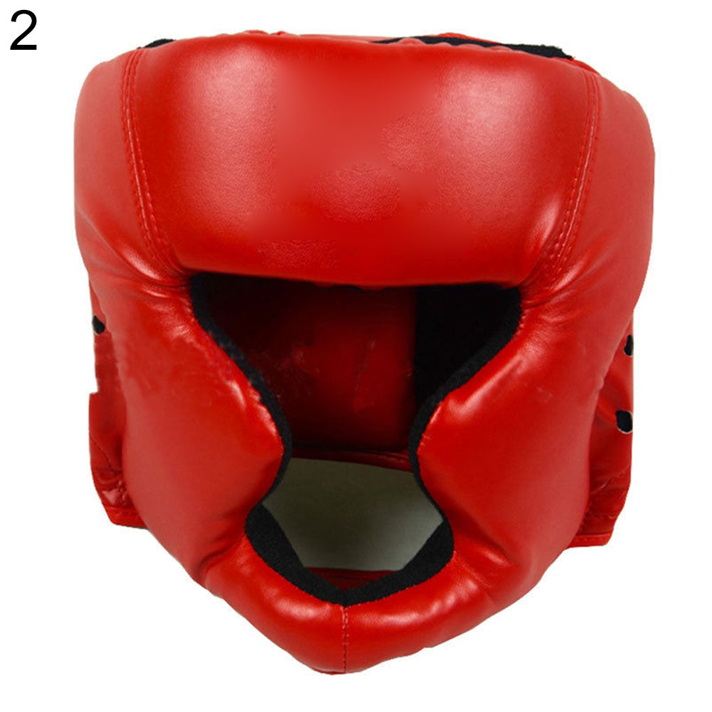 Faux Leather Boxing Martial Arts MMA Helmet Head Guard Headgear Head Protection