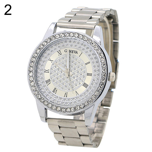 Men's Women's Fashion Rhinestone Inlaid Wristwatch Luxury Analog Business Watch