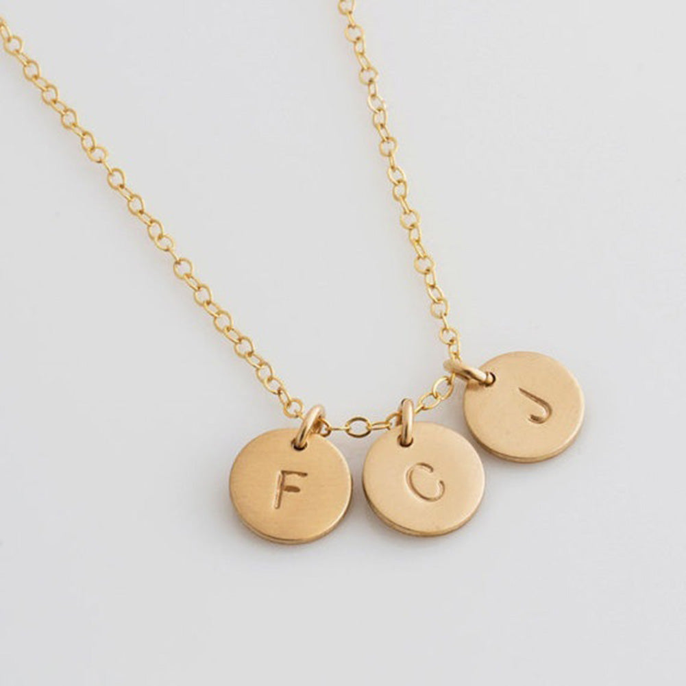Fashion Simple Letter Round Pendant Chain Necklace Women's Jewelry Party Gift