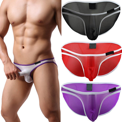Men's Sexy Mesh Bulge Pouch Pants Bikini Briefs Underwear Low Rise Boxers