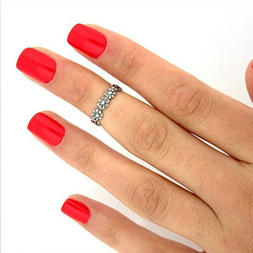 2Pcs Women Vintage Adjustable Silver Plated Finger Foot Toe Ring Beach Jewelry