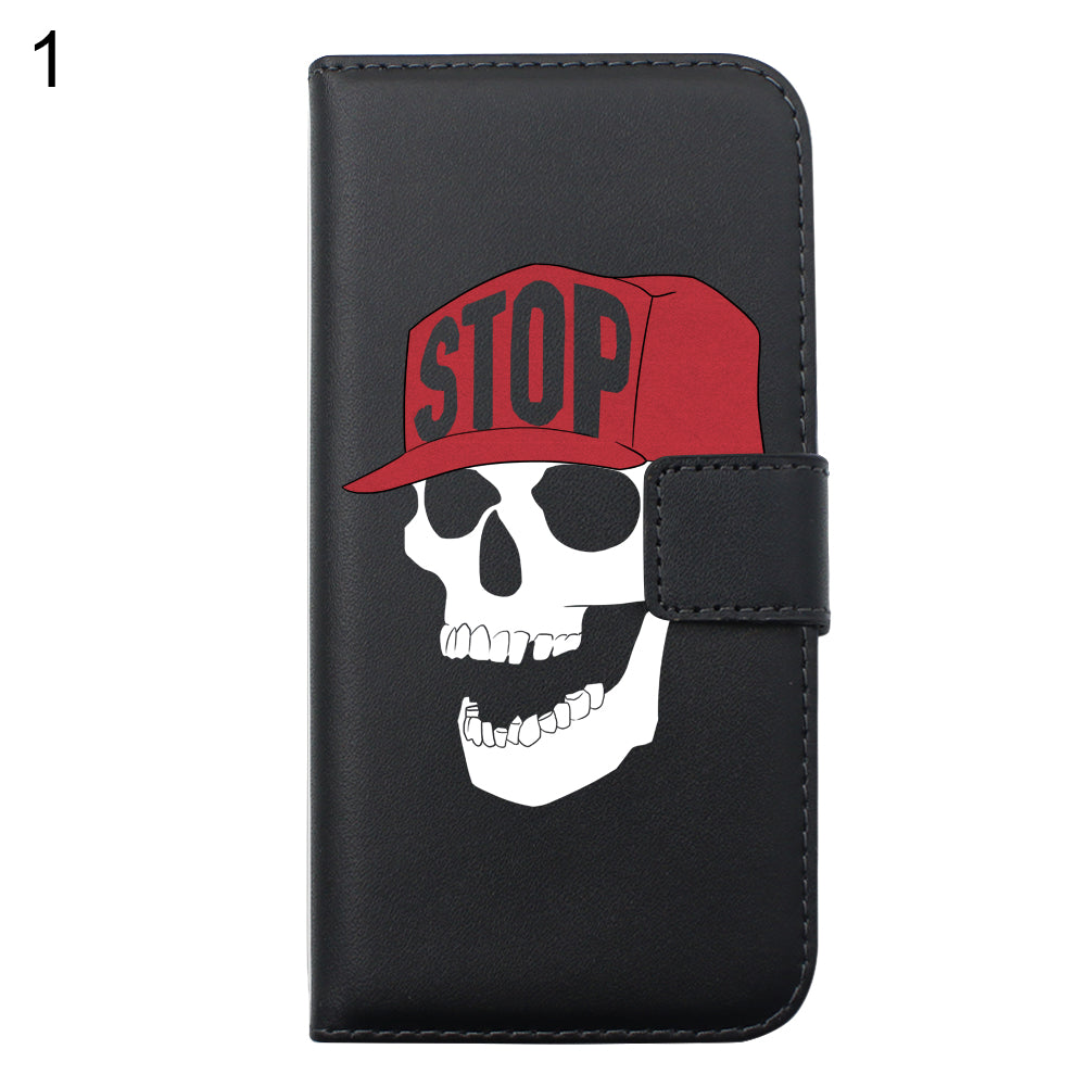 Faux Leather Cool Skull Flip Stand Wallet Case Cover for iPhone 7 7 Plus 6 Plus