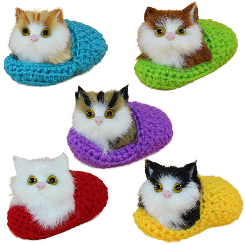 Kids Toy Cute Cat Slippers Sounding Simulation Plush Animal Decor Xmas Gift