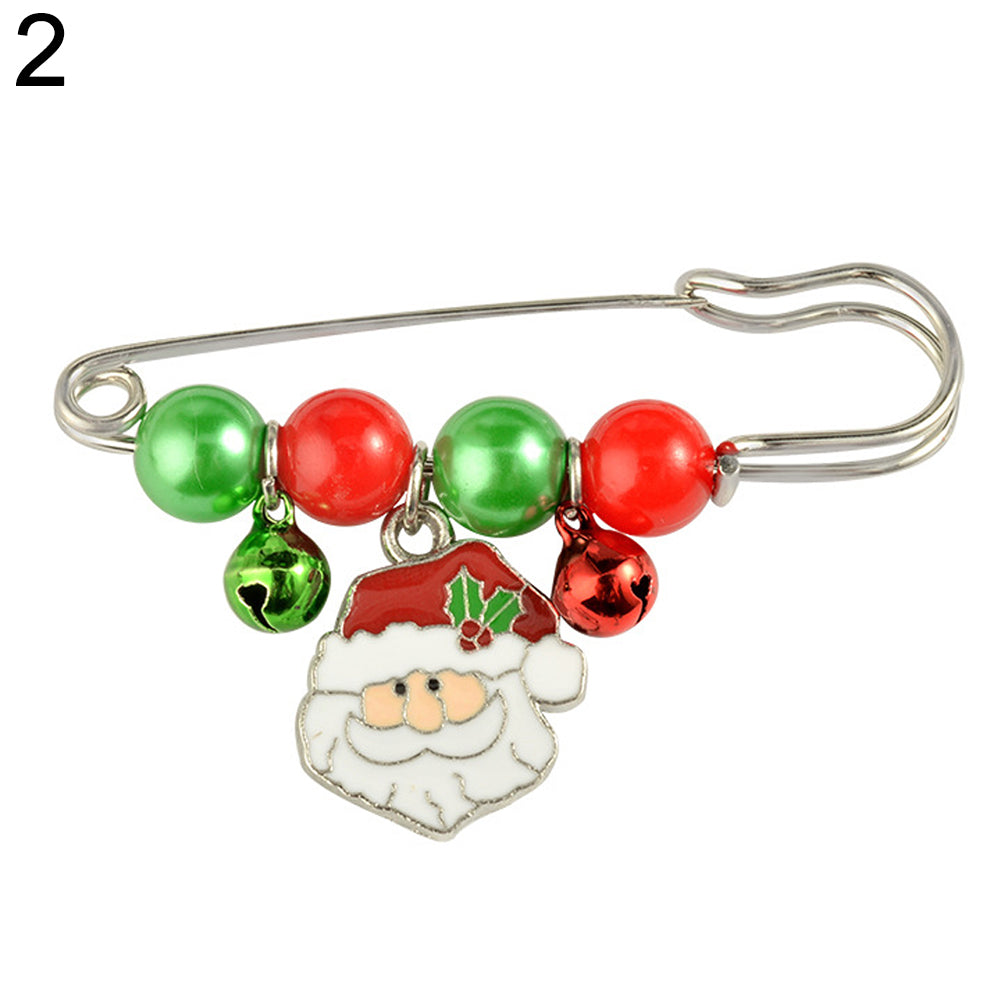 Handcraft Gift Santa Claus Christmas Tree Pattern Small Bell  Cute Brooch Pin