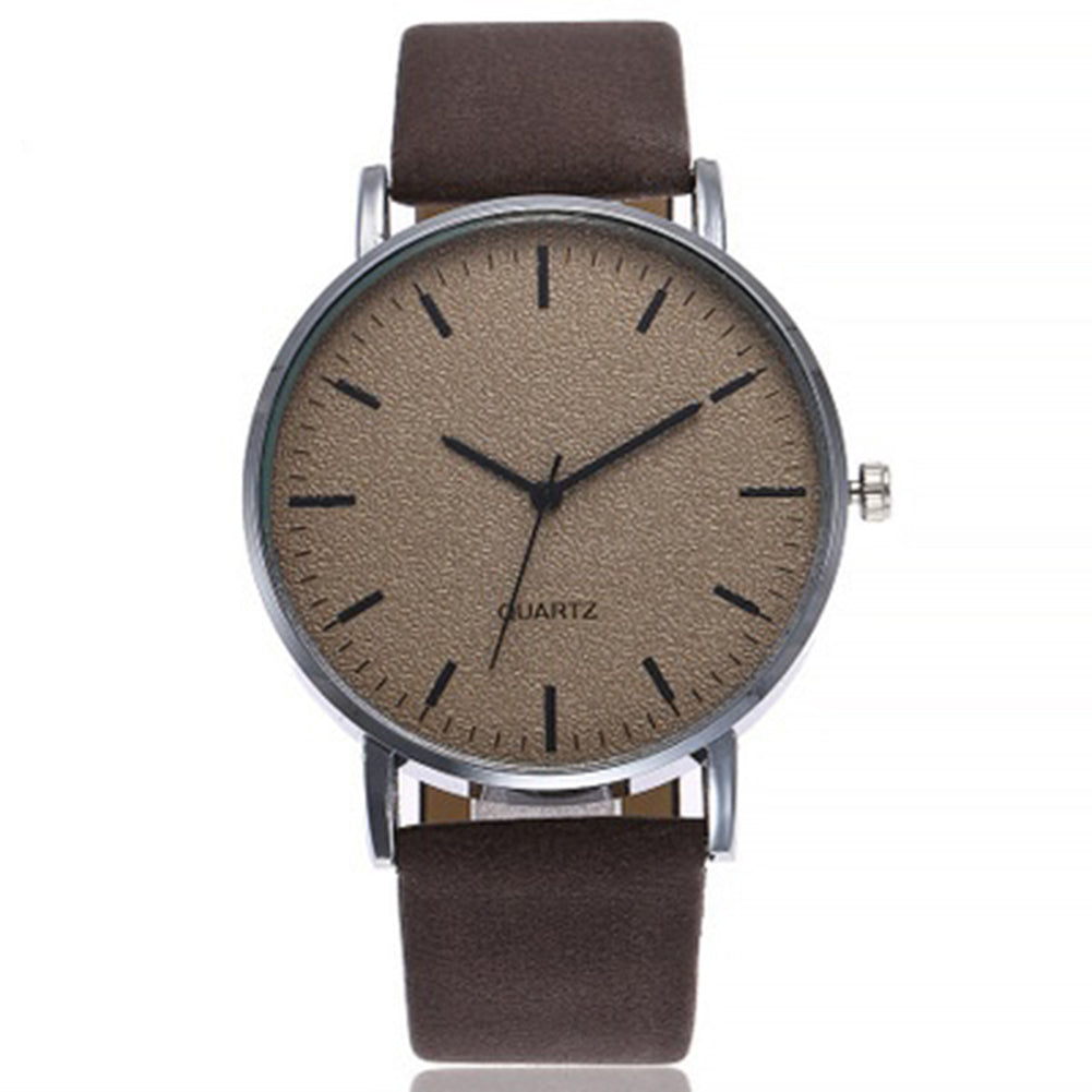 Simple Women Men Analog Quartz Round Dial Faux Leather Strap Wrist Watch Gift