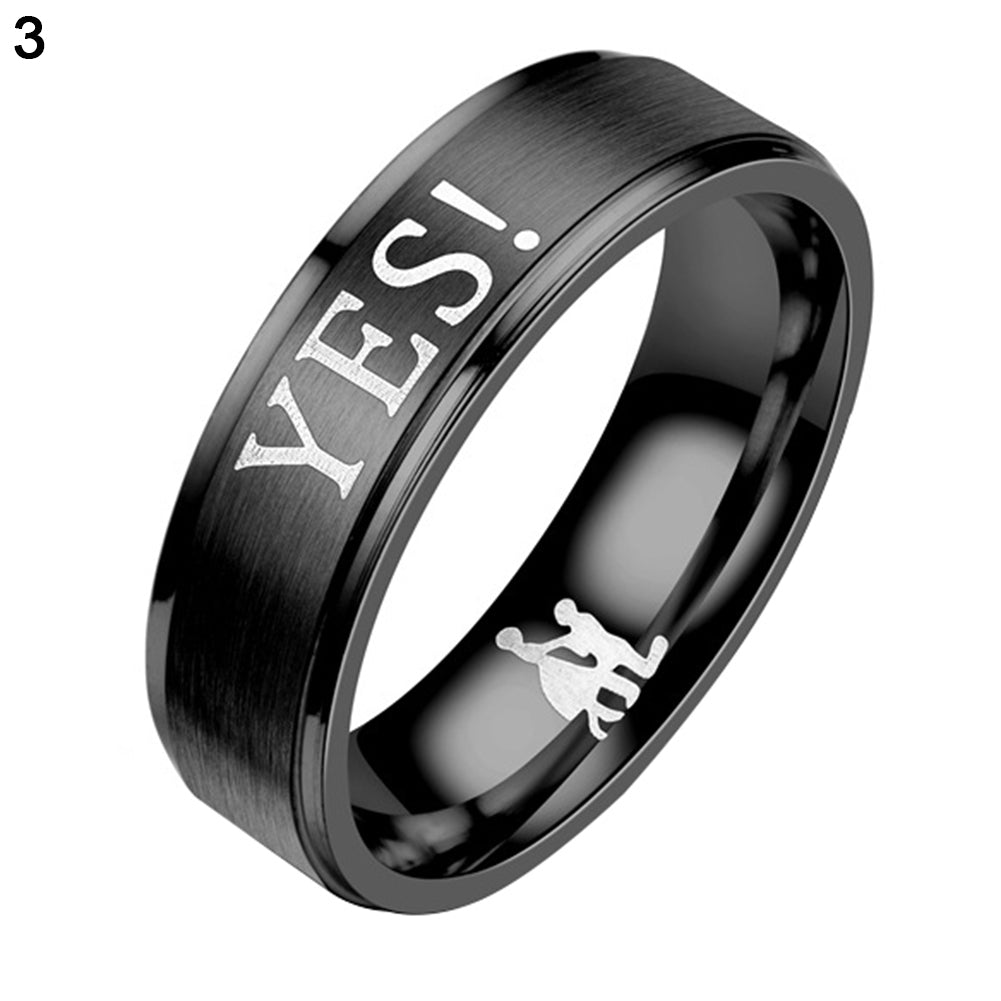 Simple Marry Me Letter Printed Stainless Steel Couple Ring Engagement Gift Decor