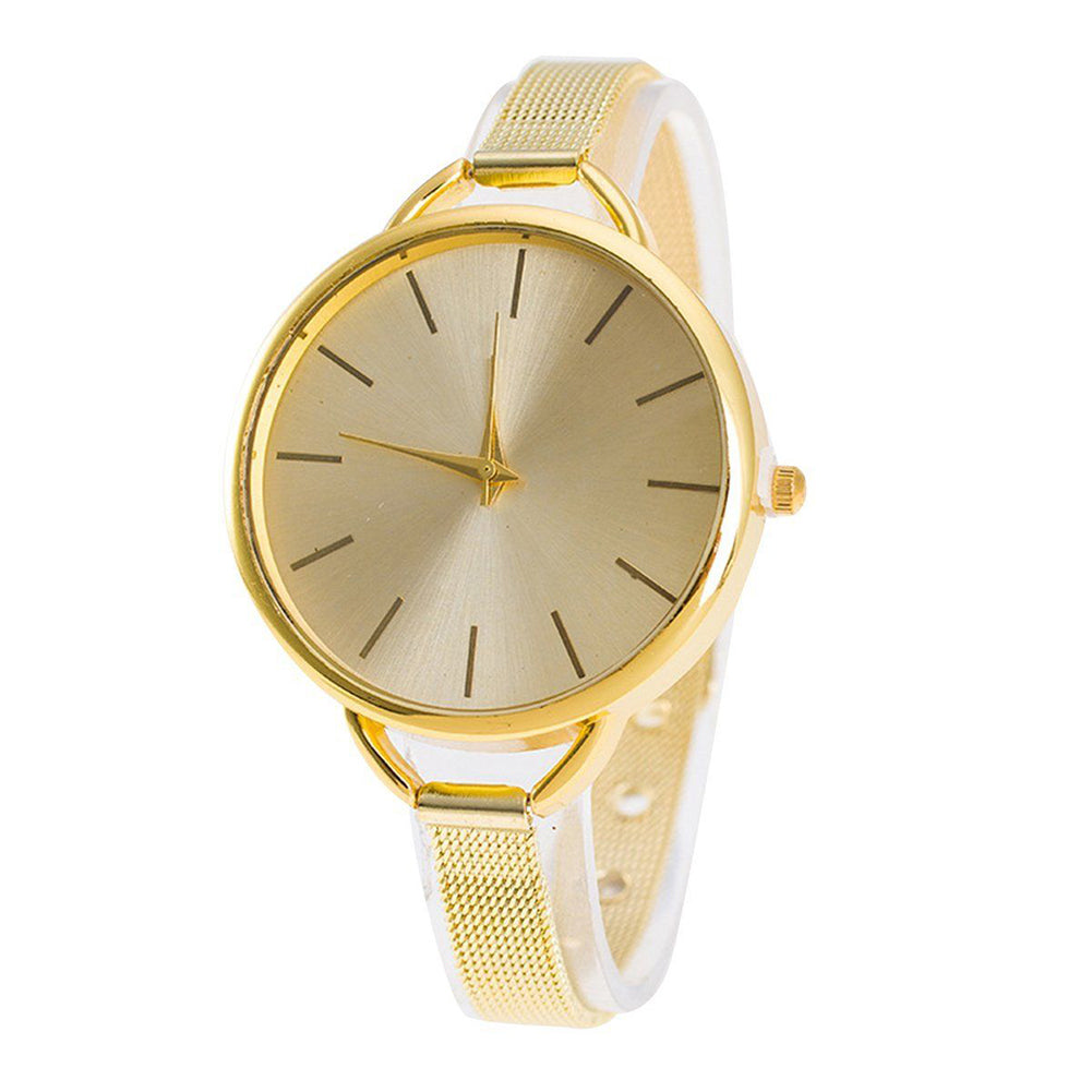 Luxury Women Slim Mesh Band Stainless Steel Quartz Analog Dress Wrist Watch