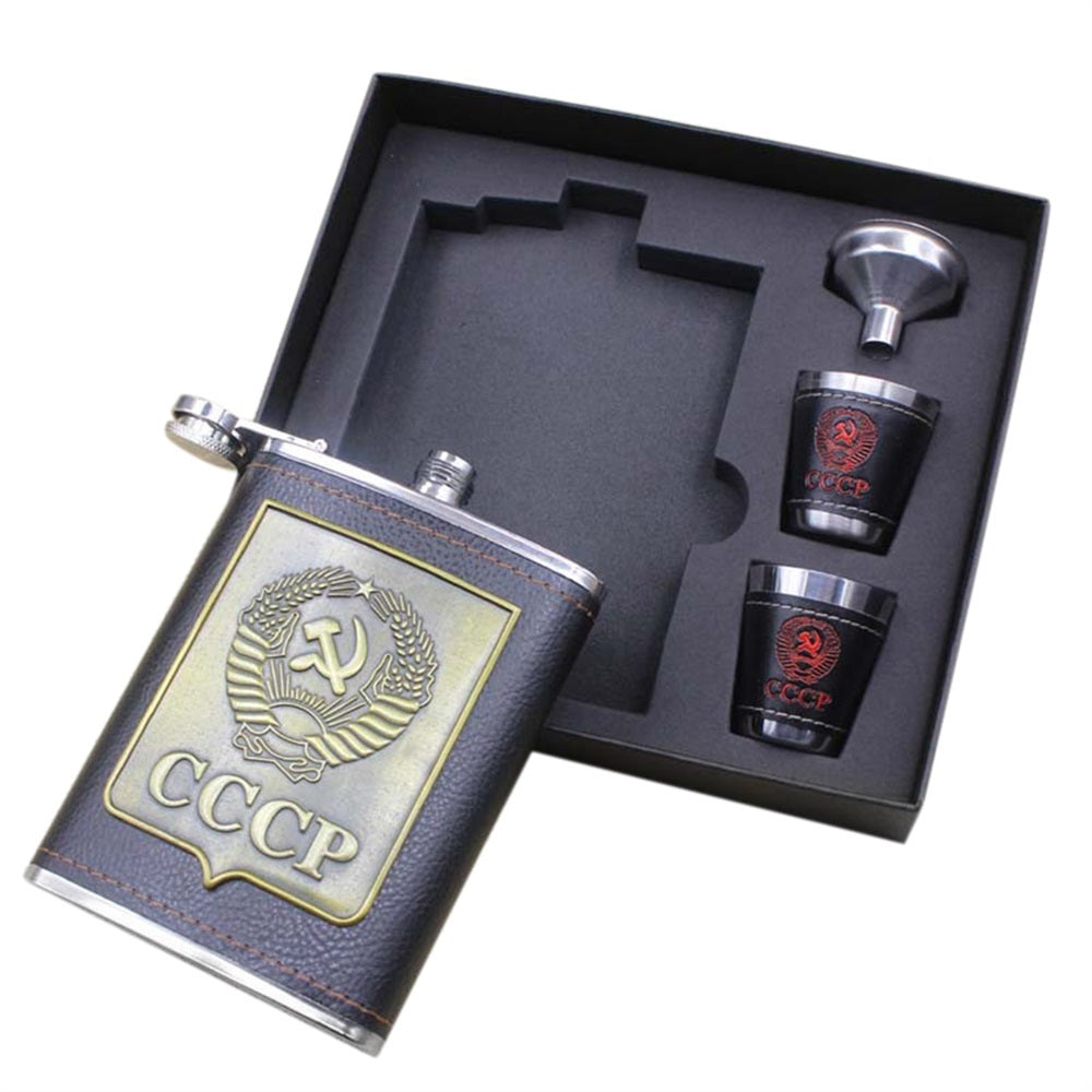 OZ1 Drinkware Top grade stainless steel portable flagon 8 oz kit for outdoor and Business gifts, home decorations