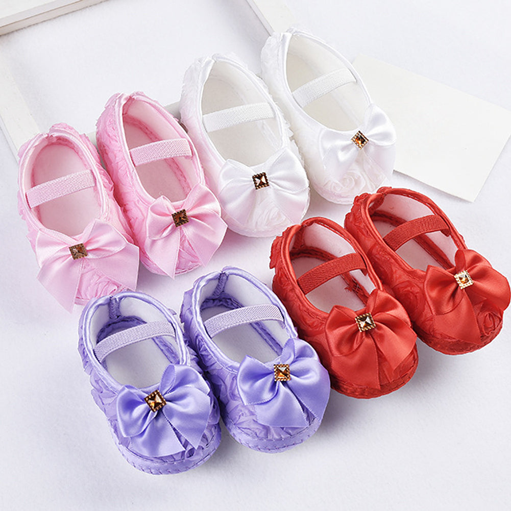 Toddler Baby Kids Girl Bowknot/Flower Anti-slip Princess Slip-on Soft Sole Shoes