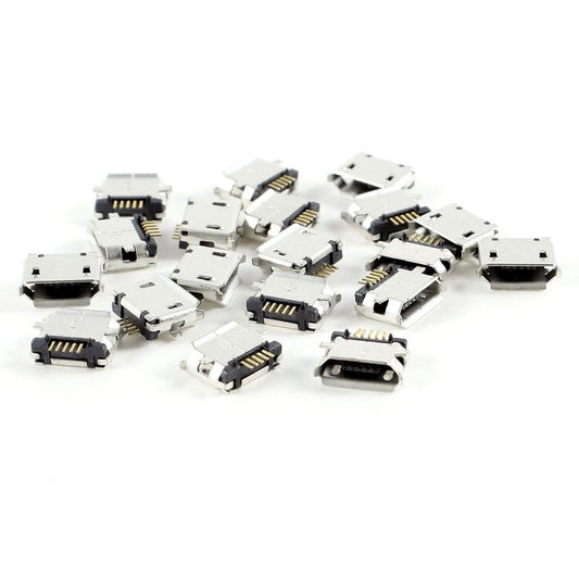 20Pcs SMD Soldering Micro USB Type B Female Socket 5-Pin 180 Degree Connector