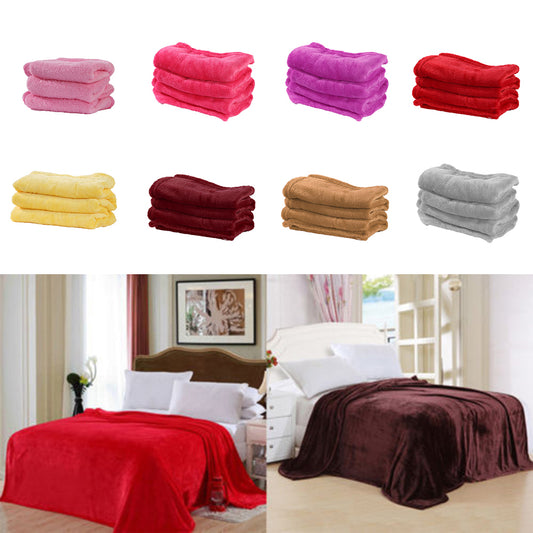Super Soft Solid Color Thickened Warm Flannel Blanket Sofa Bedroom Throw Rug
