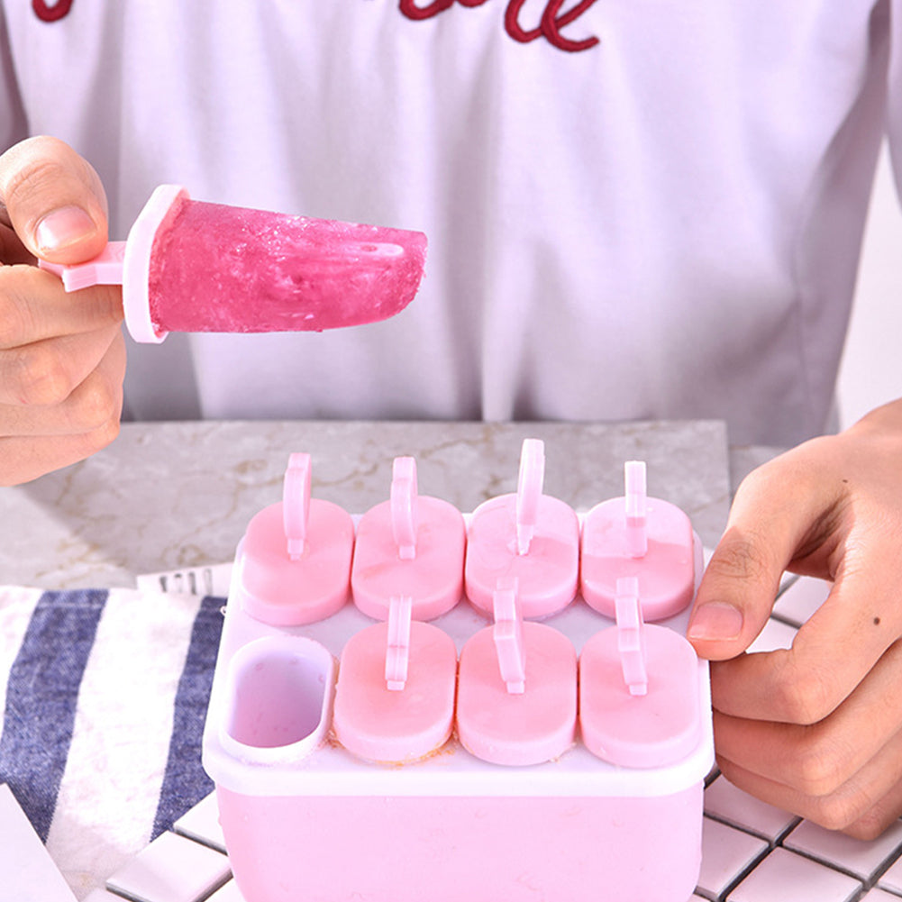 Plastic Popsicle Ice Cream Mold Maker Tray Cube DIY Kitchen Tool with Cover