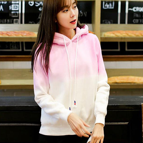Unisex Fashion Long Sleeve Sweet Casual Gradient Color Pullover Hooded Hoodie