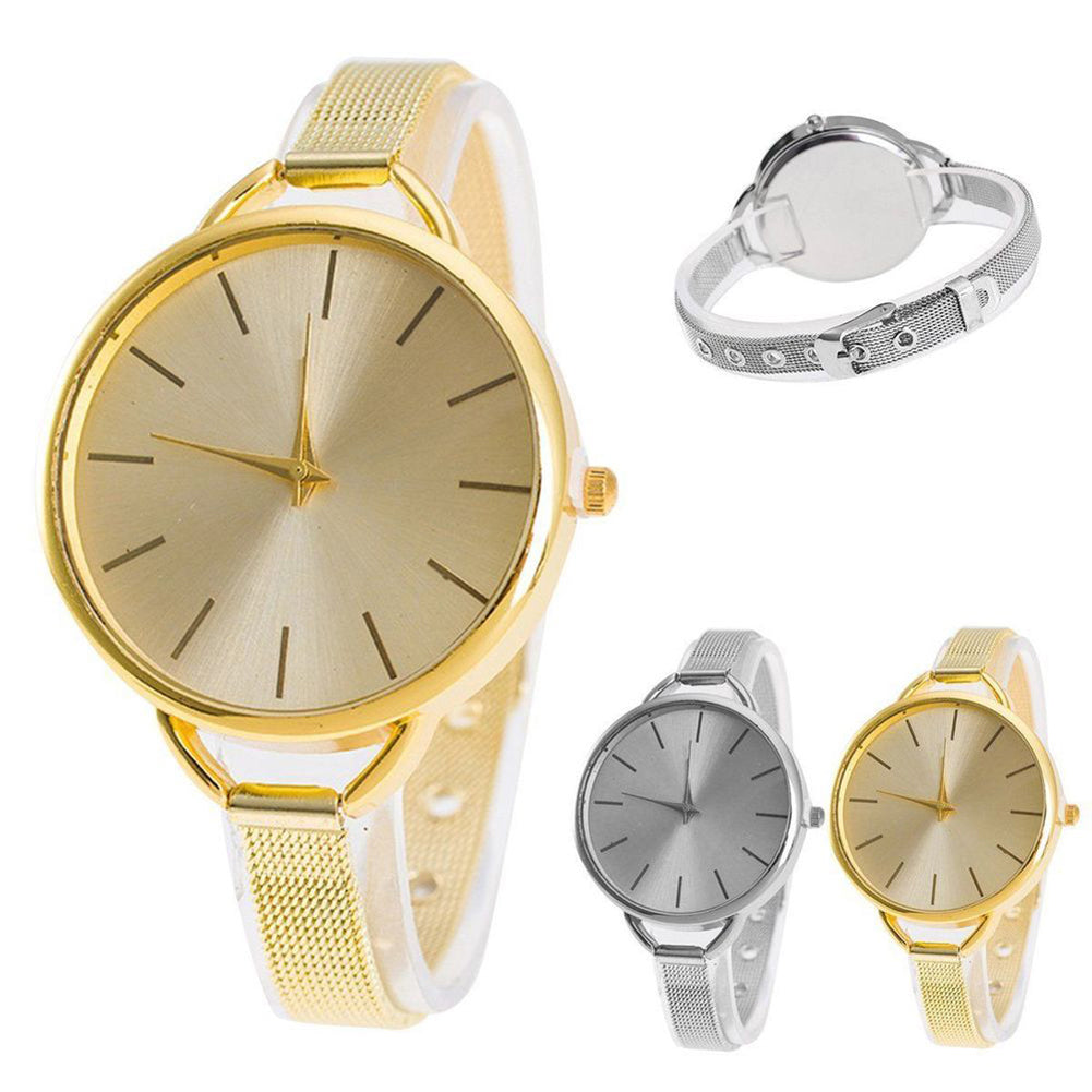 Luxury Women Slim Mesh Band Stainless Steel Quartz Analog Dress Wrist Watch