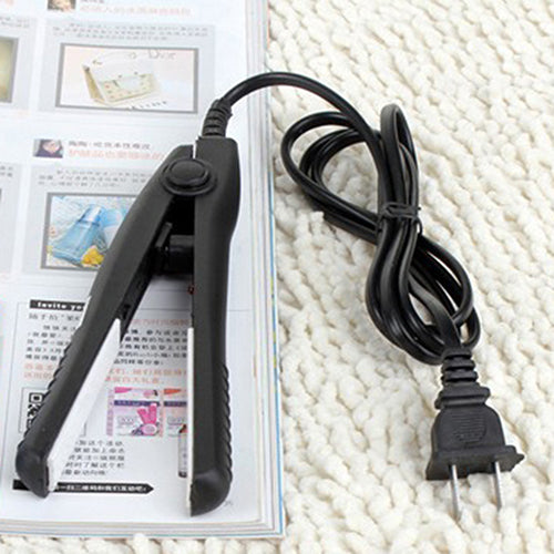 US Plug Mini Travel Ceramic Hair Crimper Curl Straightener Flats Iron Perm Splint