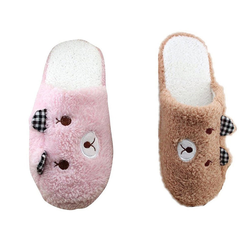 Women Lovely Bear Pattern Soft Sole Cotton-padded Slippers Winter Indoor Shoes