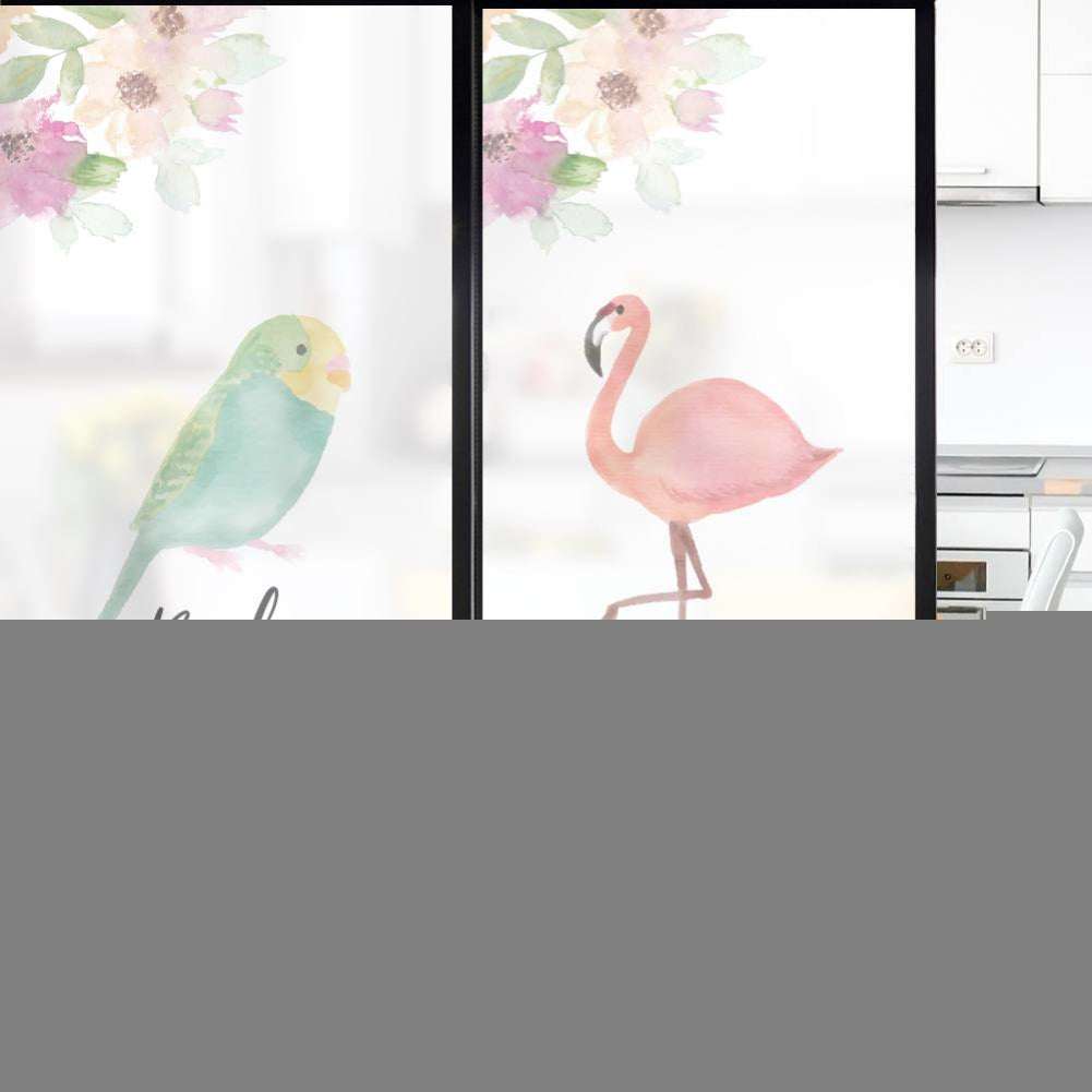 Fashion Bird Pattern PVC Frosted Door Glass Sticker Bedroom Bathroom Decal Decor