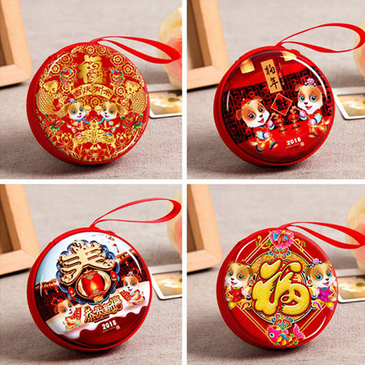 2018 New Year Round Hanging Candy Storage Box Kids Gift Earphone Coin Zipper Bag