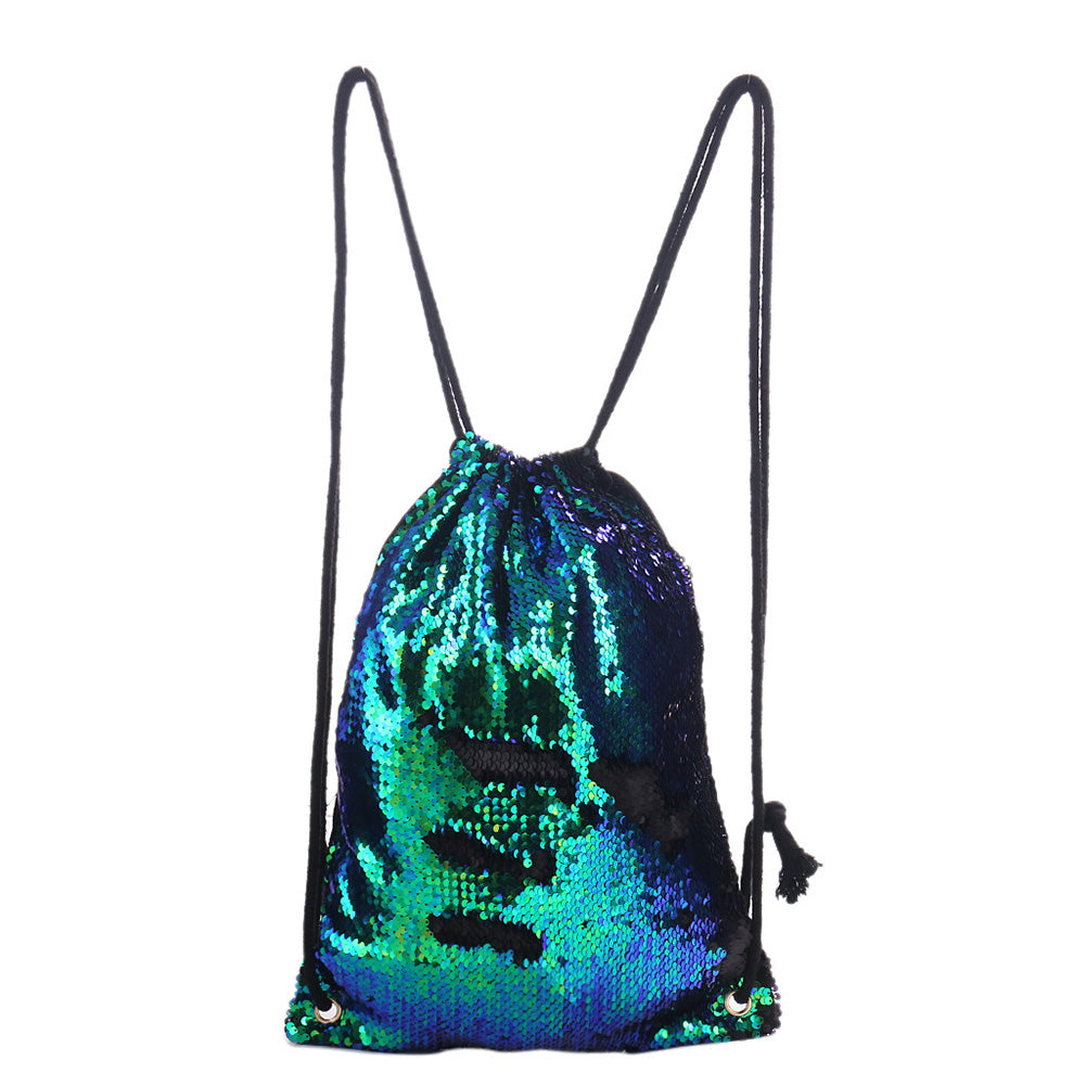 Bling Sequins Travel Sport Backpack Fashion Women Drawstring Shoulder Bag