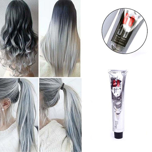 Fashion Men Women 100ml Permanent Natural Light Gray Color Granny Hair Dye Cream