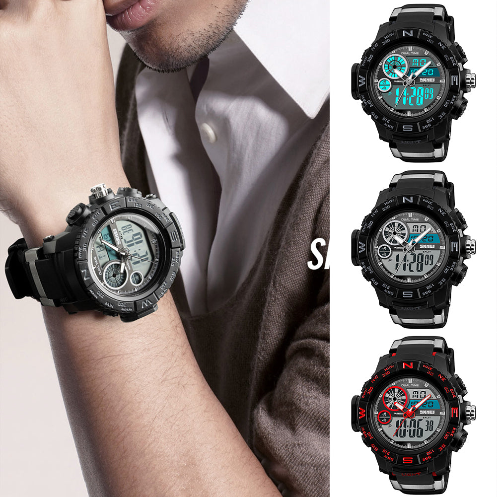Fashion Sports Waterproof Dual Time Digital Analog Luminous Wrist Watch Gift