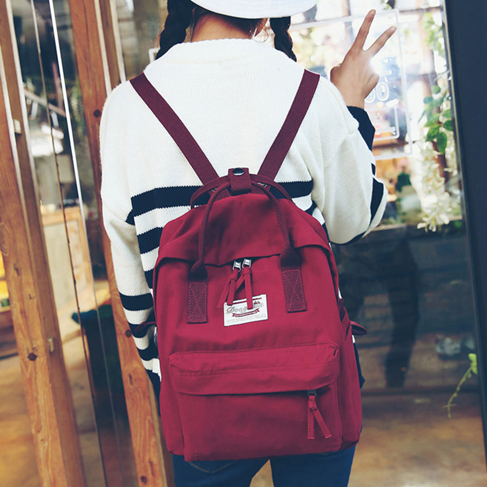 Vintage Canvas Shoulder Bag Backpack Student Women Girl Rucksack School Bookbag